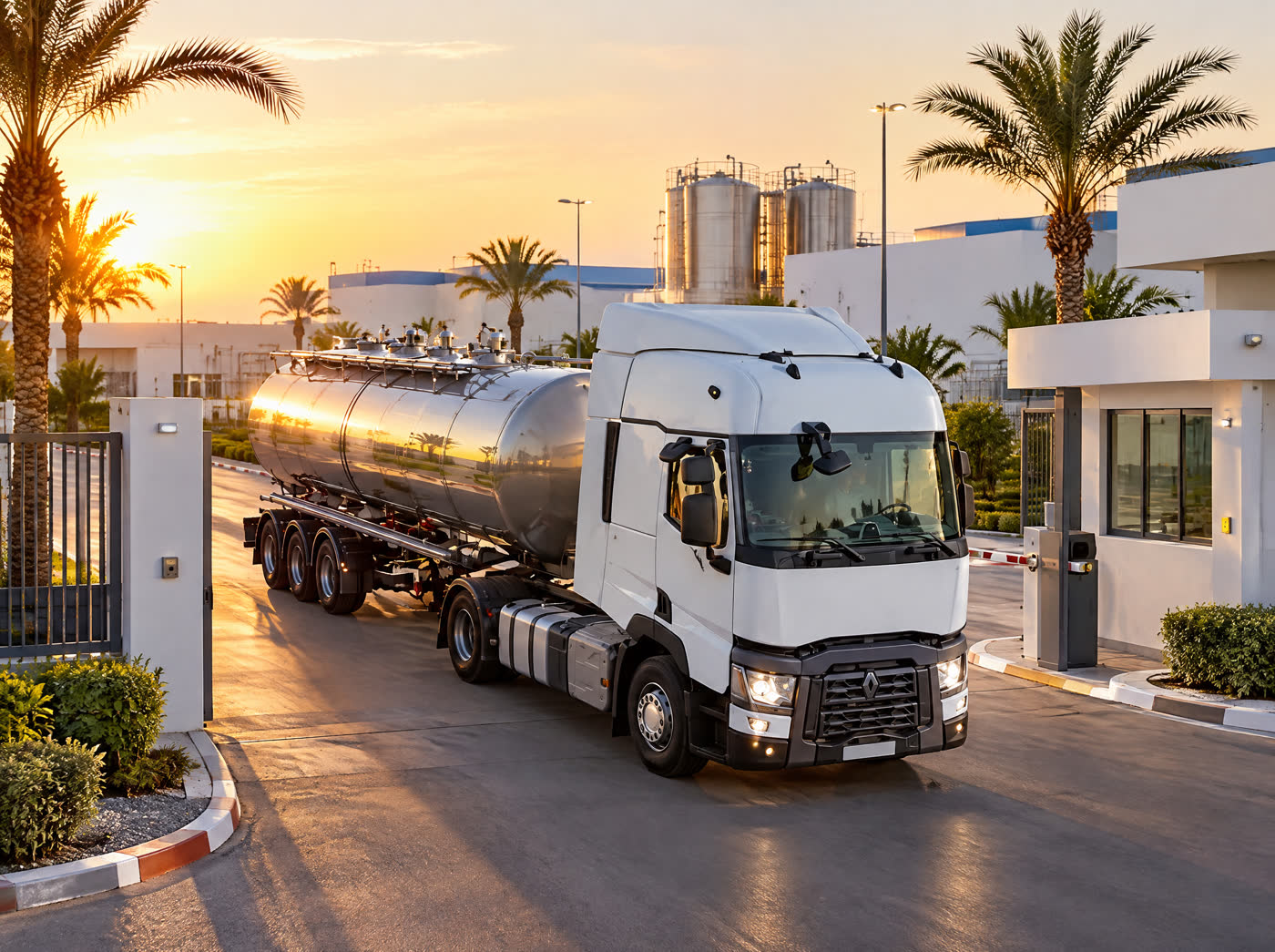 Tanker arriving at the client's plant
