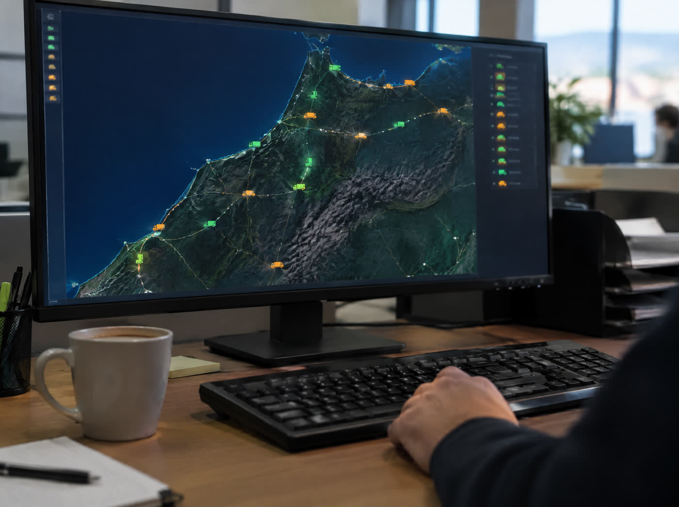 GPS tracking of the trucks on screen